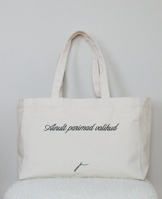 KANVASKOTT SKRIPTFONDIGA "AINULT PARIMAD VALIKUD"